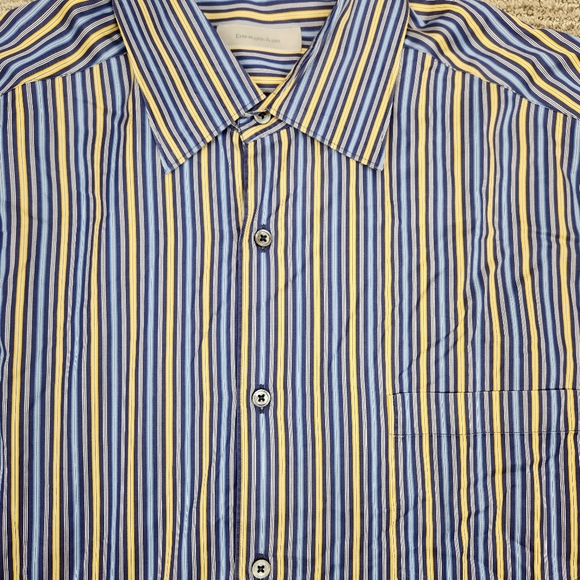 Ermenegildo Zegna Striped Long Sleeve Button Down Soft Smooth Cotton 2XL - Picture 2 of 7